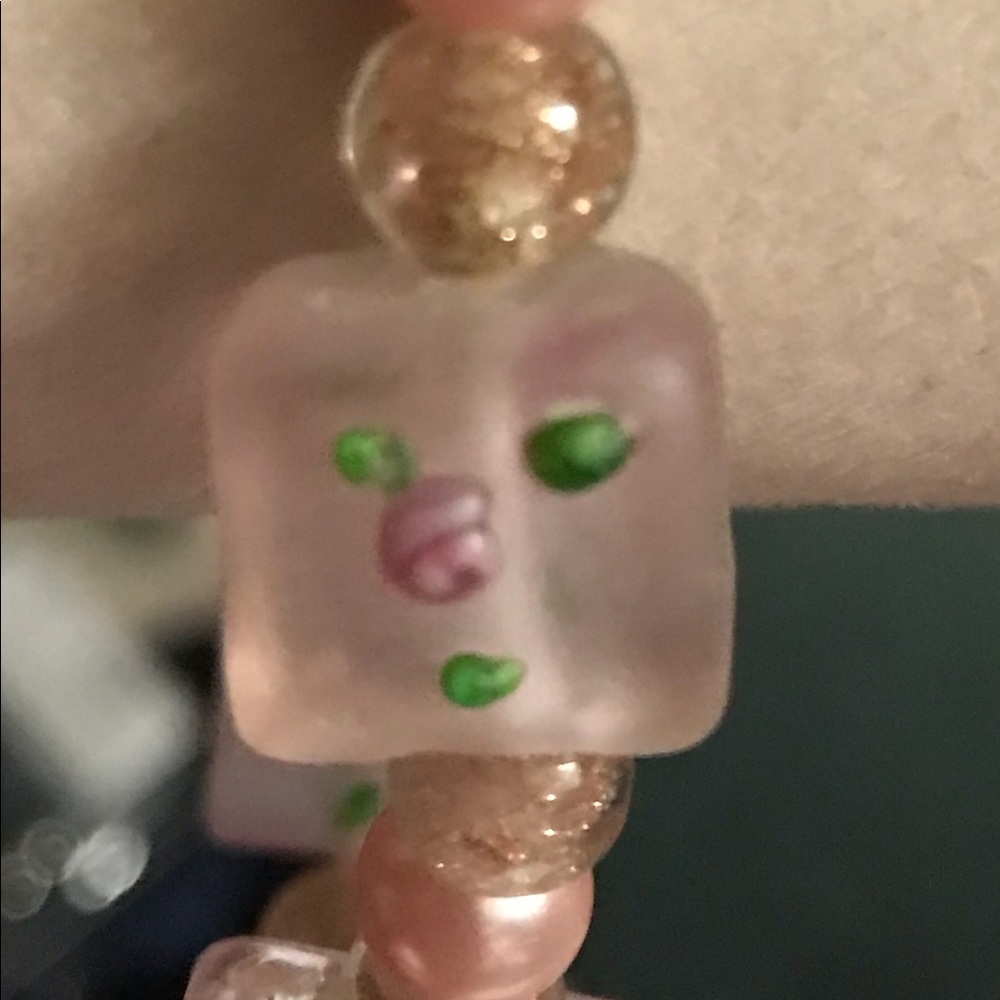 New Pink Lampwork Glass Bead Stretch Bracelet